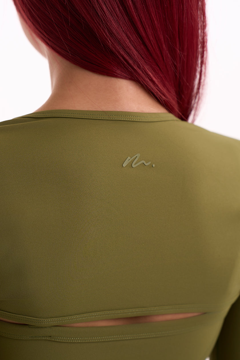 Flow Top + Shrug in Olive — Detail