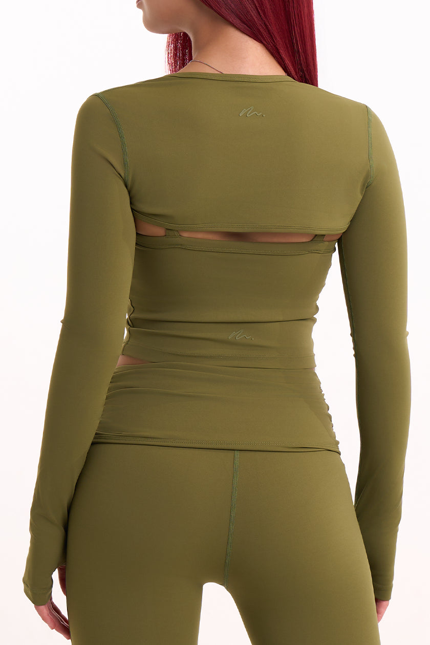 Flow Top + Shrug in Olive — Back