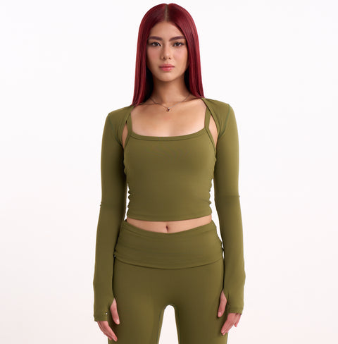 Flow Top + Shrug in Olive