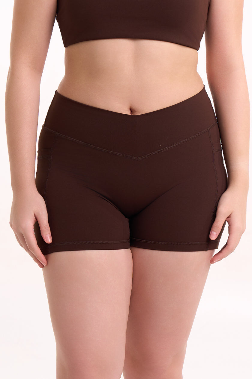 Sculpt Shorts in Mocha — Front